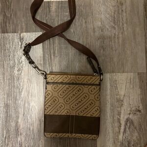 Coach Tan and Brown Messenger Bag
